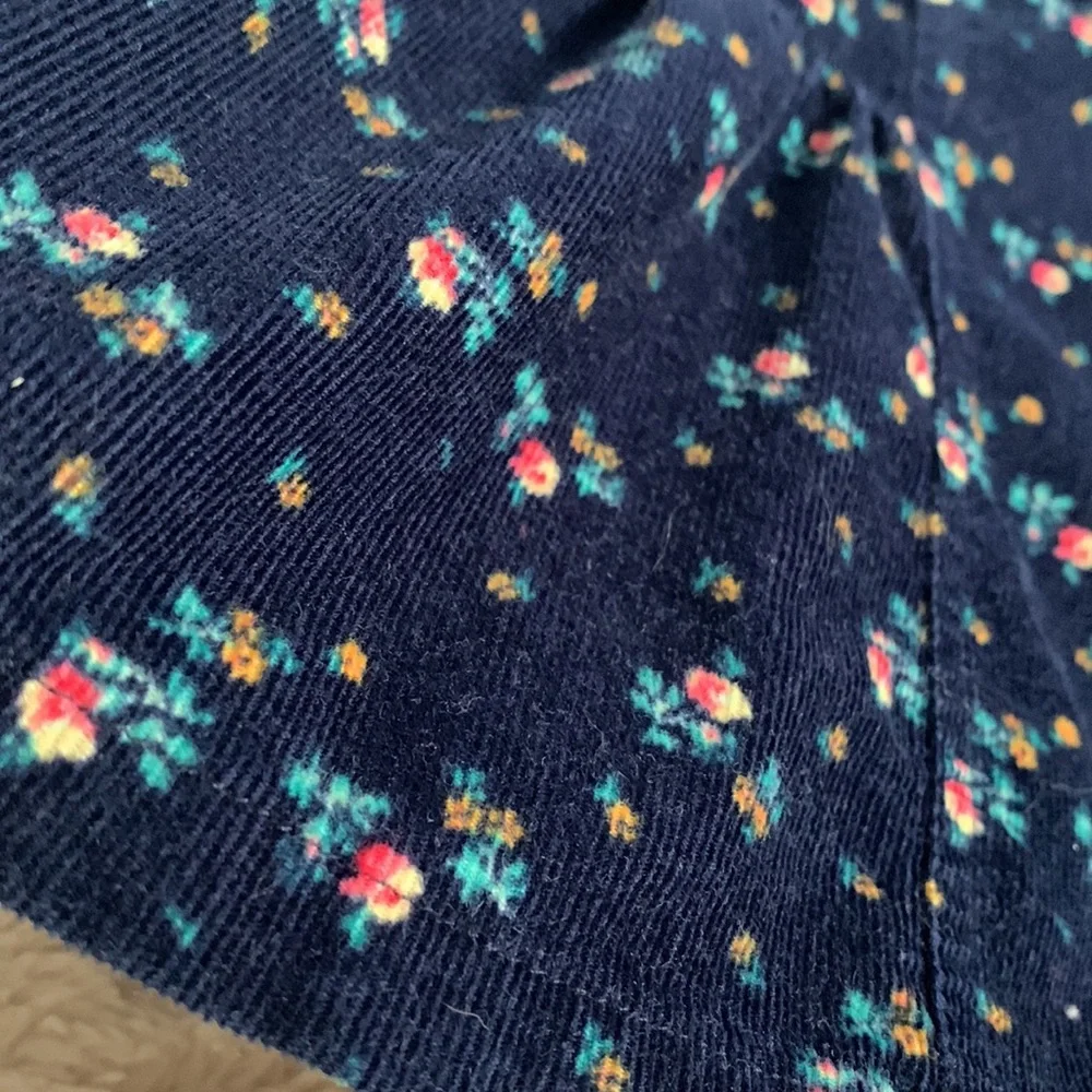 GAP Girls Navy Blue Floral Floral Jumper Dress EUC Corduroy 4